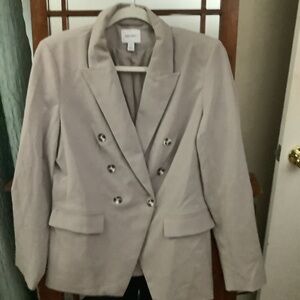 Nine West Women's Beige Double-Breasted Blazer